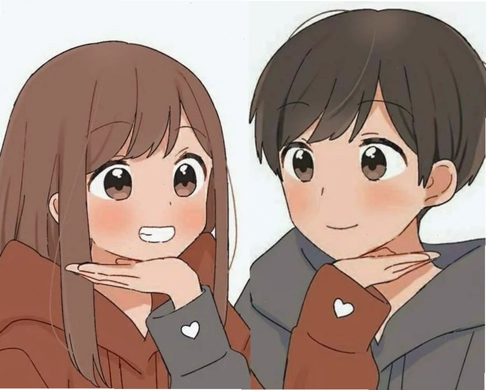 ảnh avatar anime couple dễ thương với biểu cảm lãng đãng