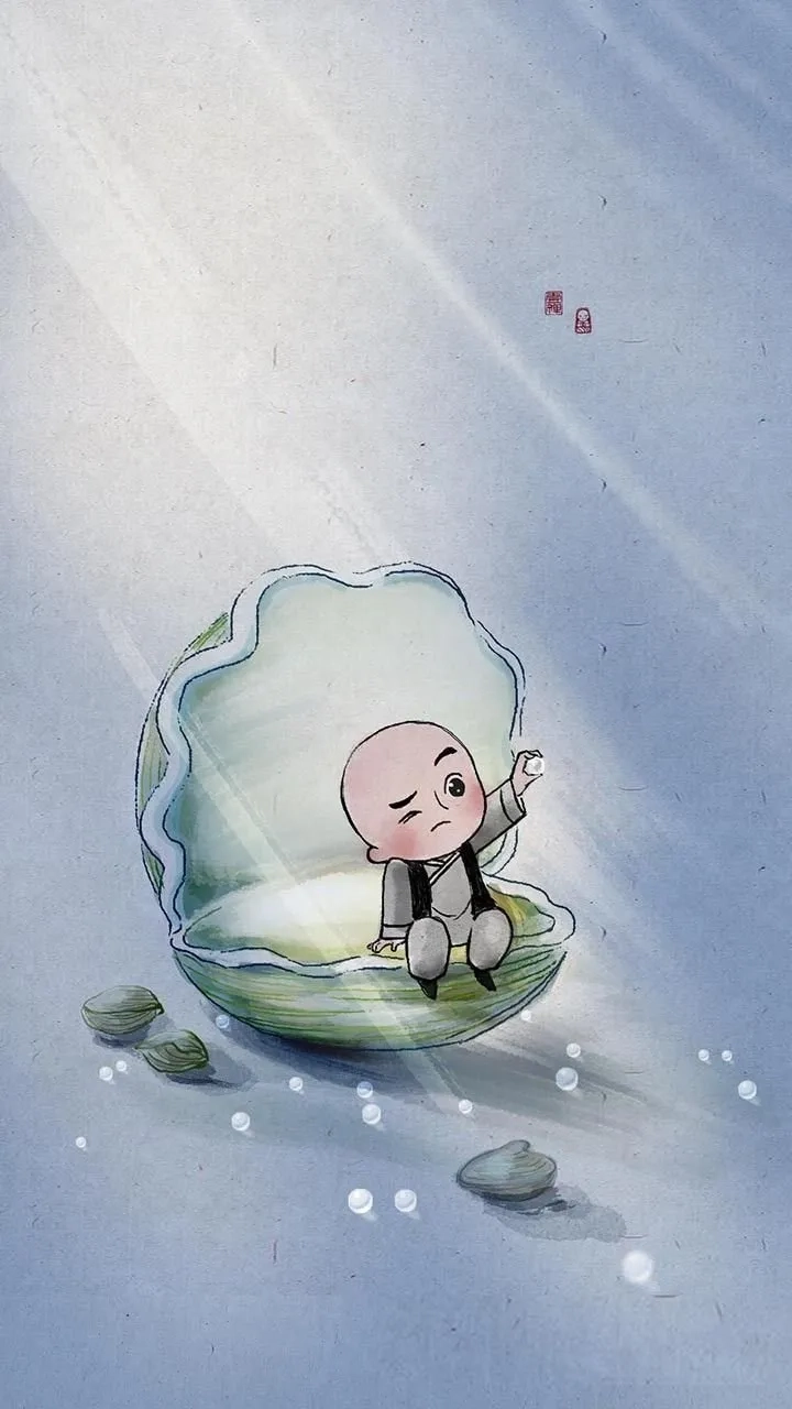 Ảnh nền chú tiểu chibi, giúp tâm hồn thư thái mỗi ngày