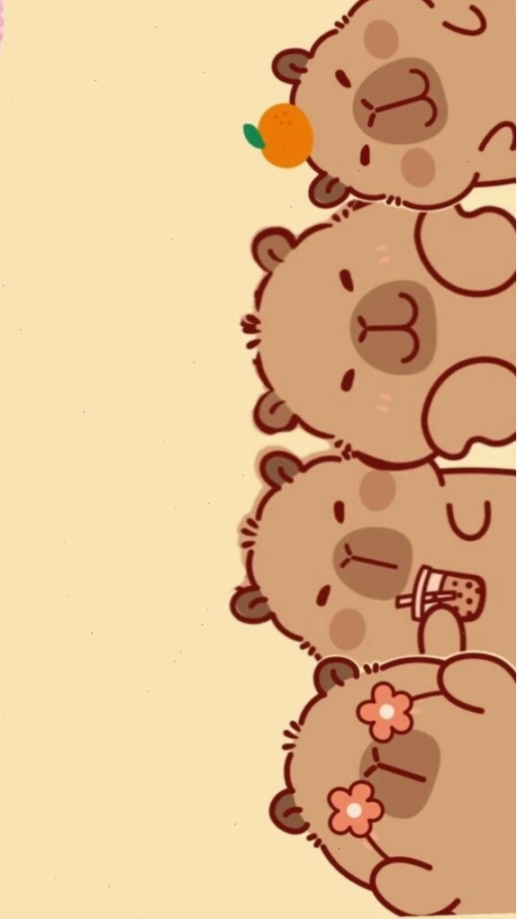 Capybara xếp hàng vô tri, đáng yêu