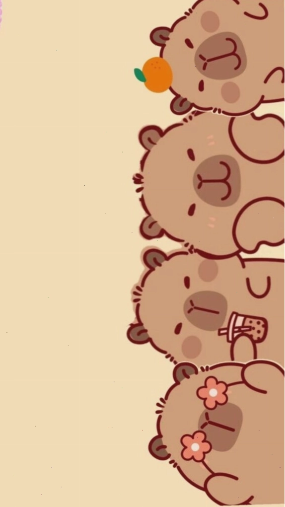 Capybara xếp hàng vô tri, đáng yêu