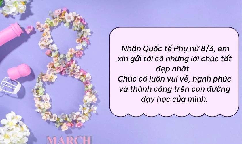 Làm bưu thiệp tặng cô 8/3, gửi lời chúc tốt đẹp nhất