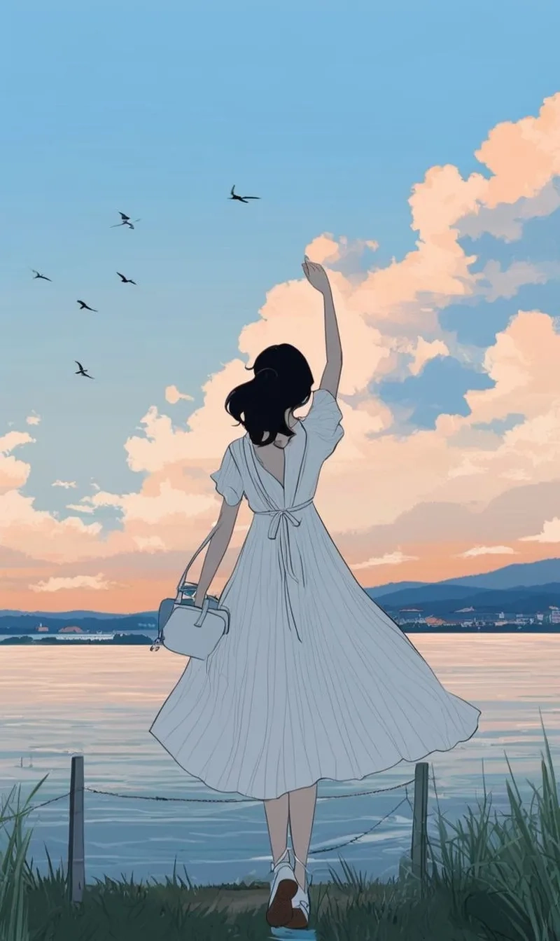 Nét đẹp trầm lắng trong hình ảnh cô gái buồn quay lưng anime