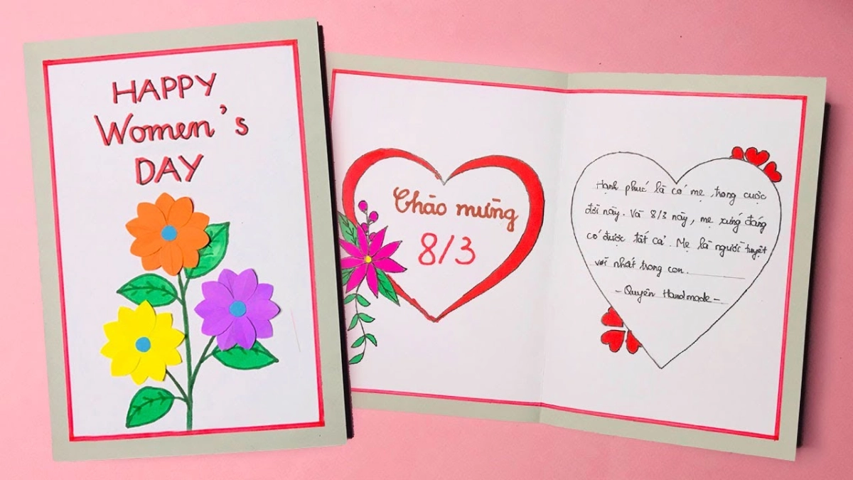 Vẽ thiệp 8/3 tặng mẹ, gửi gắm yêu thương qua từng nét vẽ