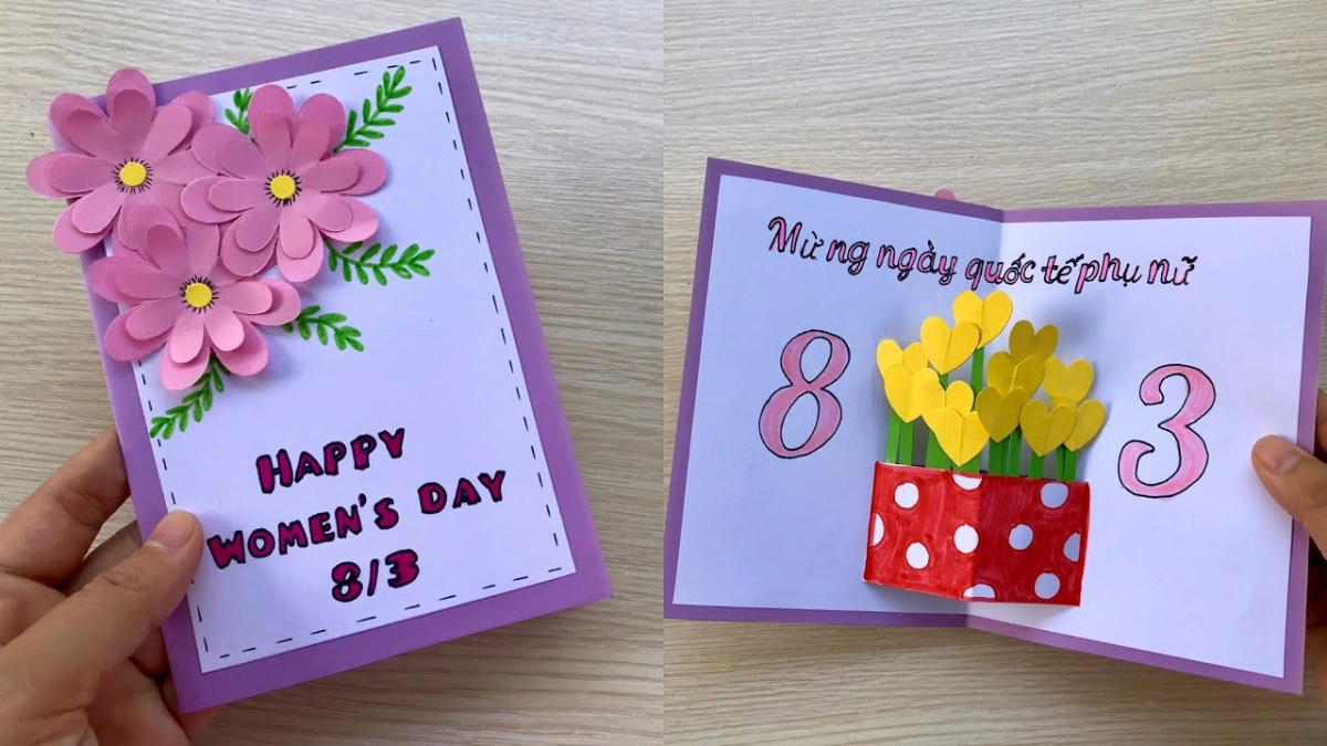 Vẽ thiệp đơn giản nhưng đầy ý nghĩa cho ngày 8 tháng 3